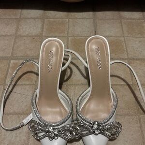 Fashion Nova White Heels with Sparkling Accents